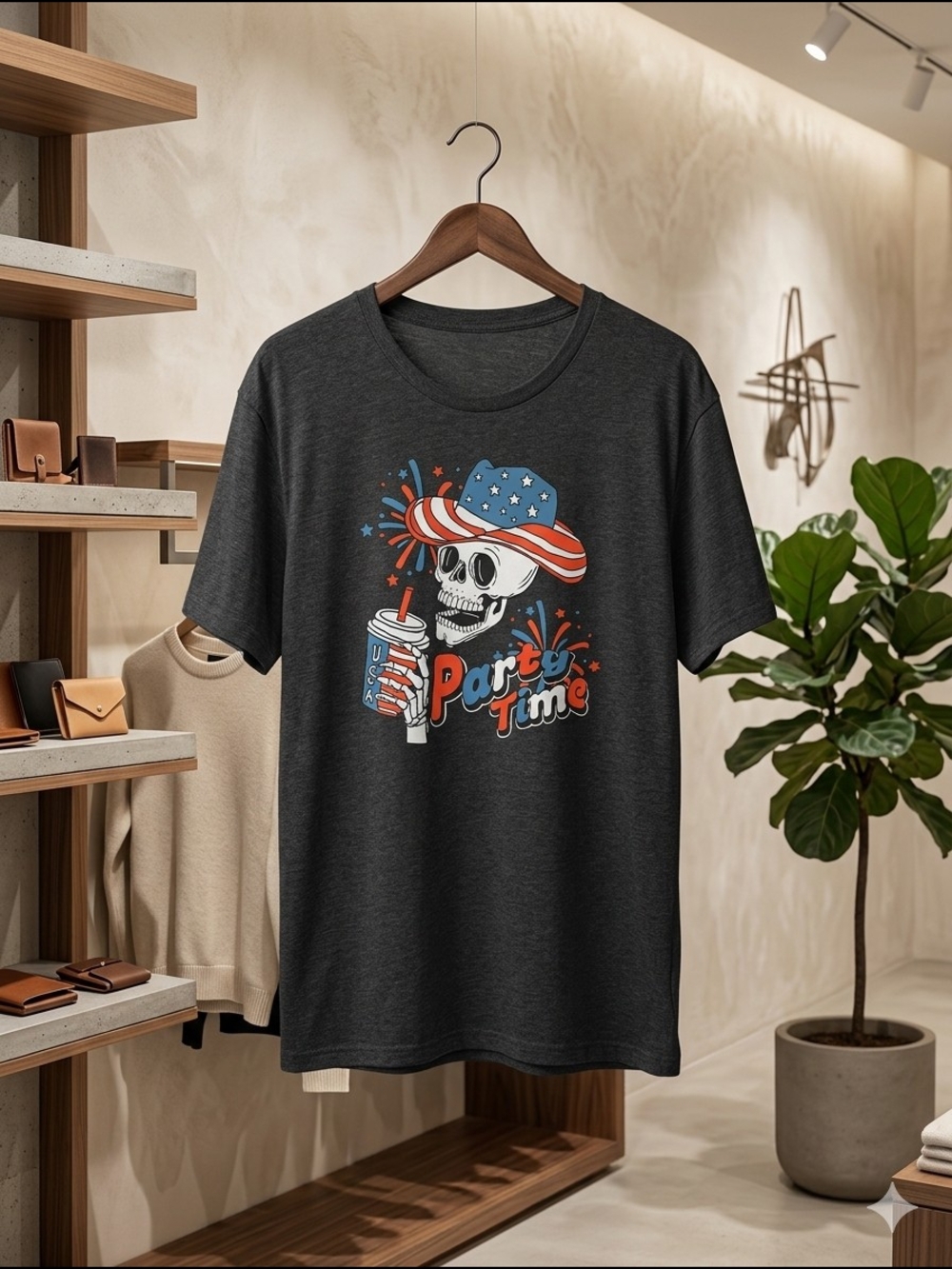 Party Time Graphic Tee - Dark Gray